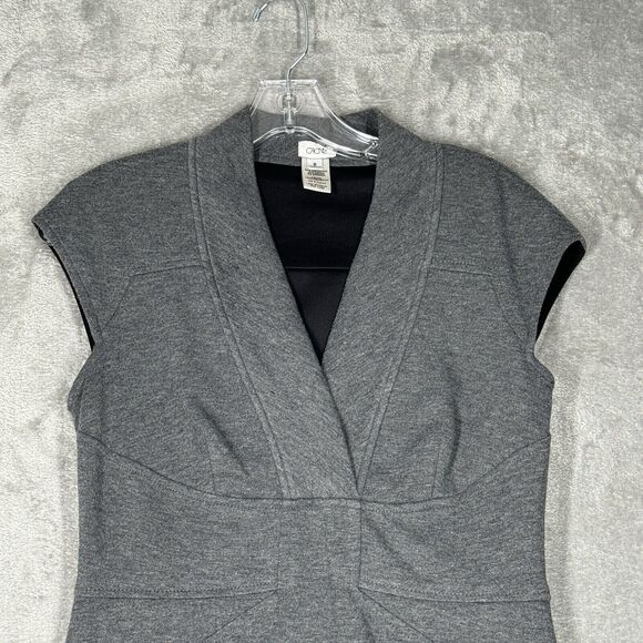 Cache Dress Women 6 Gray Sheath Office Career Business Preppy Neutral Minimalist - Picture 4 of 8